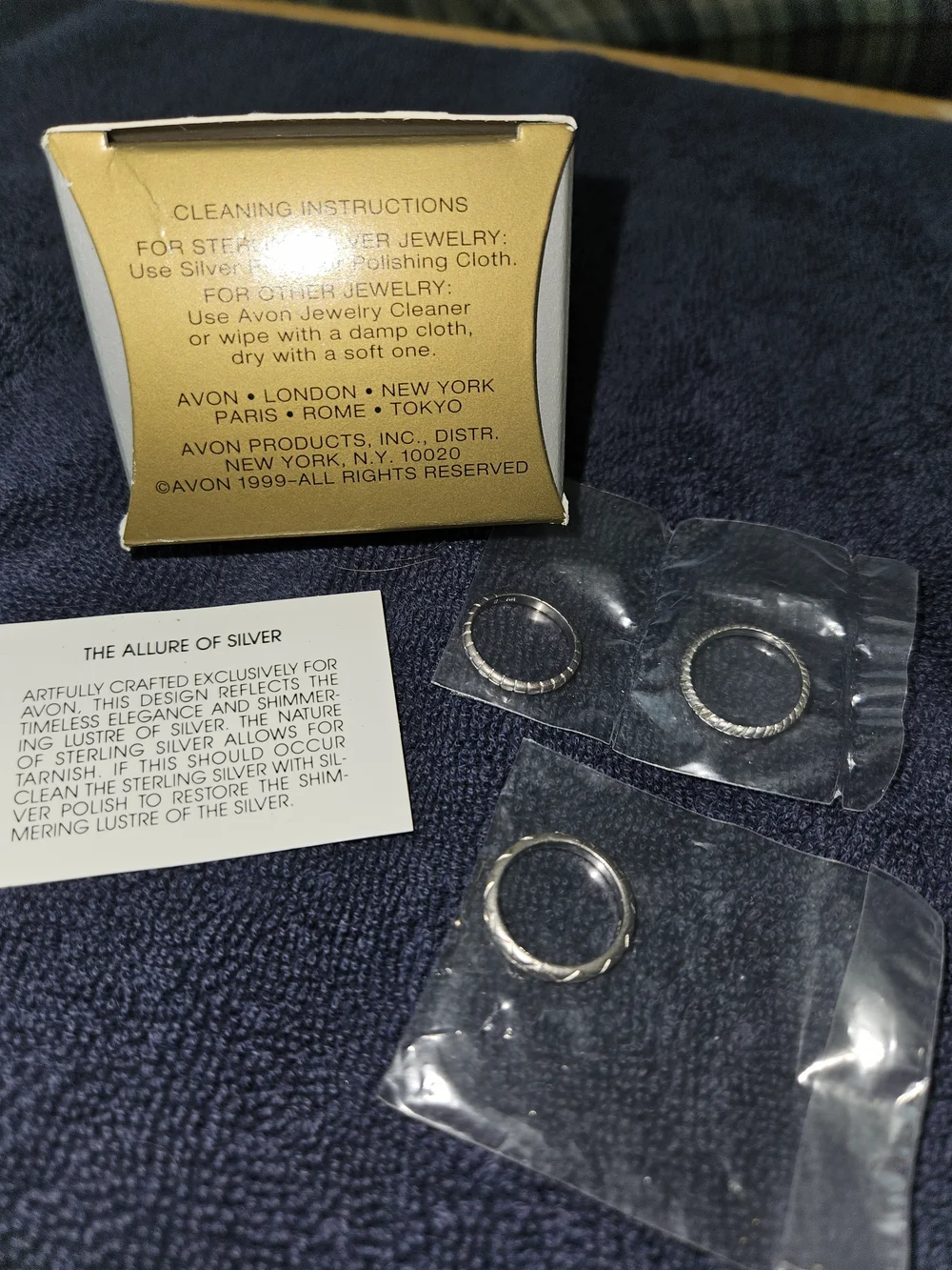 Avon .925 Silver Textured Stackable Ring Set - Picture 2 of 4